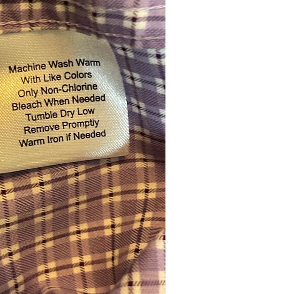 Pronto Uoma Trade‎ Mark Men's XL Purple and White Check Non Iron Button Up Shirt - Picture 9 of 9
